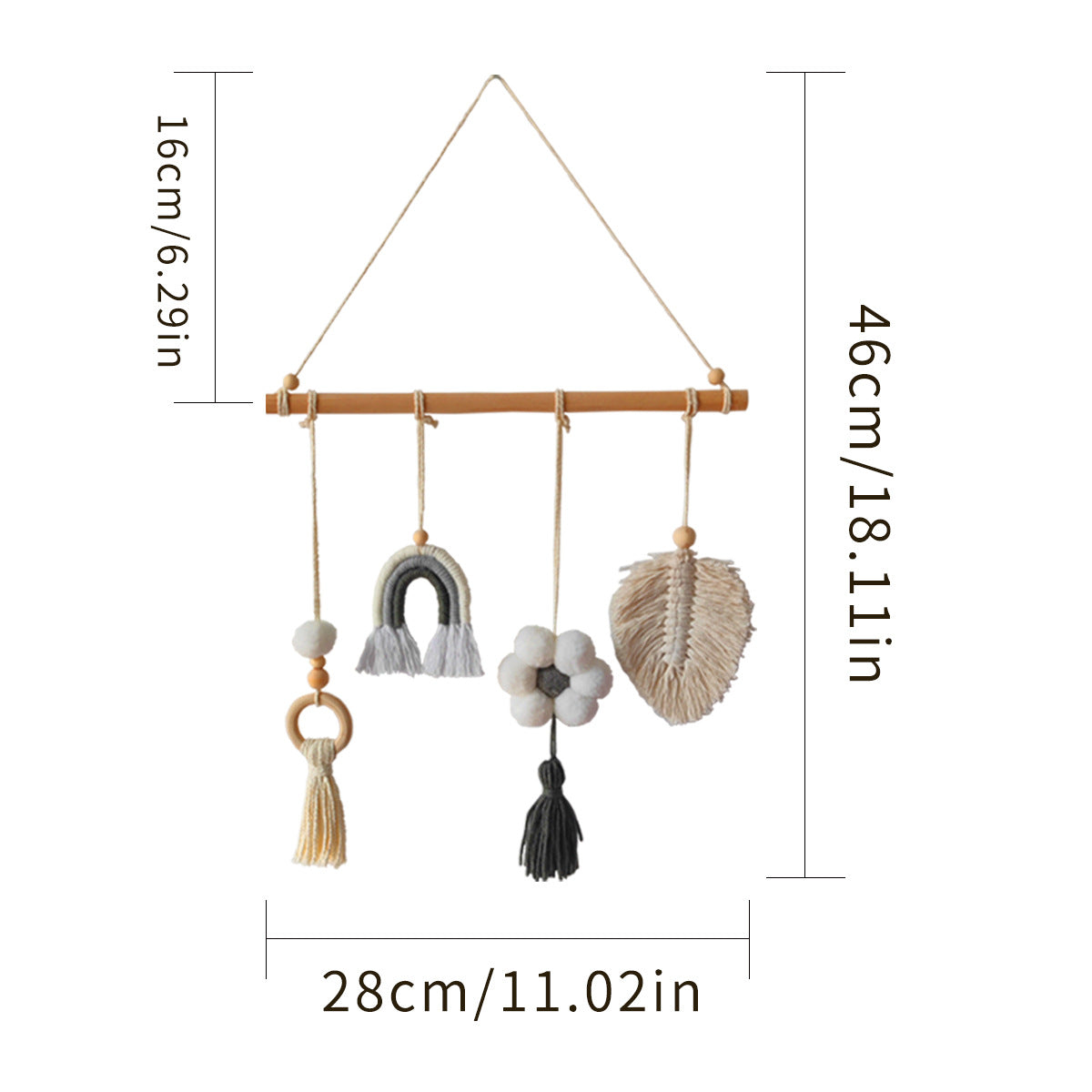 Wholesale Wood Cloud Rainbow Leaves Wall Hanging